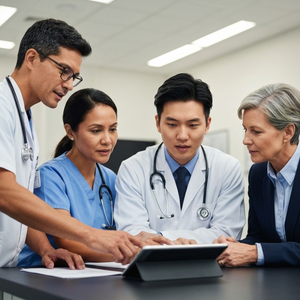 Healthcare team collaborating with digital tools